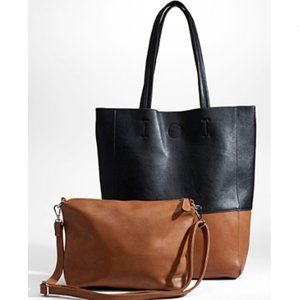 Two-tone tote & shoulder bag